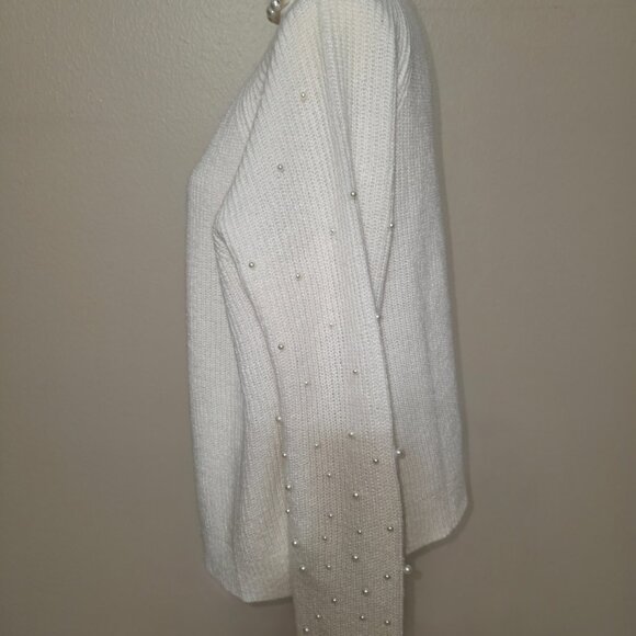 LOFT Outlet Pearl-Embellished Open Front Cardigan – Size L - Picture 3 of 6